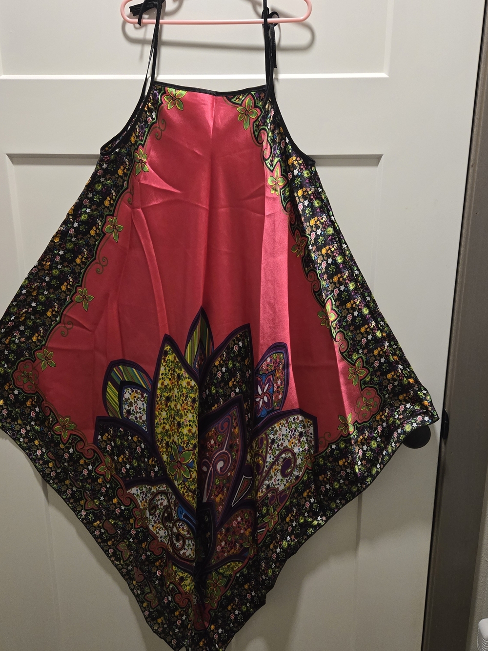 Handkerchief-Hem Asymmetrical Skirt in Bright Pink Floral